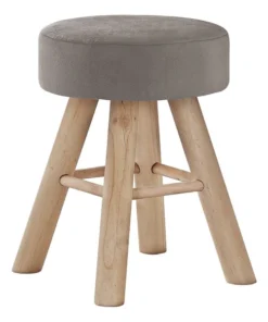 Monarch Specialties OTTOMAN - LIGHT BROWN VELVET / NATURAL WOOD LEGS