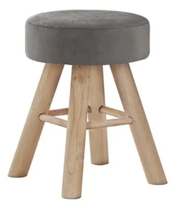 Monarch Specialties OTTOMAN - GREY VELVET / NATURAL WOOD LEGS