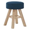 Monarch Specialties OTTOMAN - BLUE VELVET / NATURAL WOOD LEGS