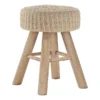Monarch Specialties OTTOMAN - BEIGE KNIT / NATURAL WOOD LEGS