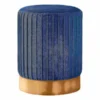 Monarch Specialties OTTOMAN - BLUE VELVET / GOLD METAL BASE
