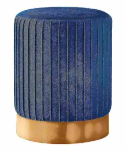 Monarch Specialties OTTOMAN - BLUE VELVET / GOLD METAL BASE