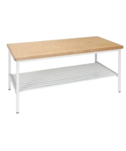 Ofm White Metal and Natural Wood Coffee Table