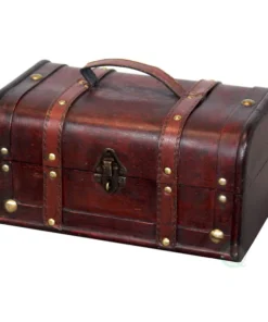 Vintiquewise Decorative Vintage Wood Treasure box - Wooden Trunk Chest with Handle