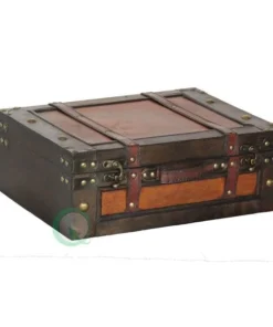 Vintiquewise Old Style Suitcase With Straps, Large