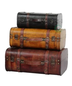 Vintiquewise 3-Colored Vintage Style Luggage Suitcase/Trunk, PK 3