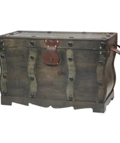 Vintiquewise Antique Style Distressed Wooden Pirate Treasure Chest, Coffee Table Trunk