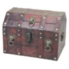 Vintiquewise Antique Wooden Pirate Chest with Lion Rings and Lockable Latch
