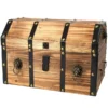 Vintiquewise Large Wooden Pirate Lockable Trunk with Lion Rings