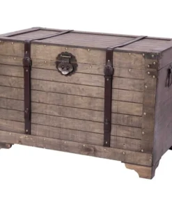 Vintiquewise Old Fashioned Large Natural Wood Storage Trunk and Coffee Table