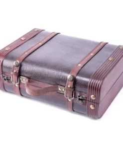 Vintiquewise Decorative Wooden Leather Suitcase