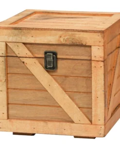 Vintiquewise Stackable Wooden Cargo Crate Style Storage Chest, Light Brown