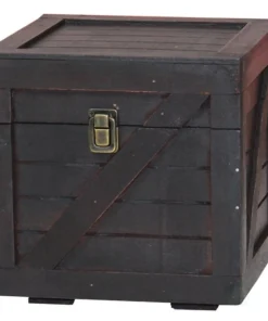 Vintiquewise Stackable Wooden Cargo Crate Style Storage Chest, Black