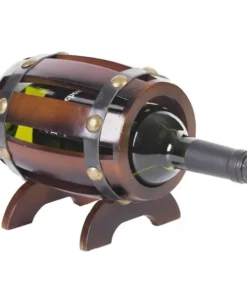 Vintiquewise Wooden Wine Barrel Shaped Vintage Decorative Single Bottle Wine Holder