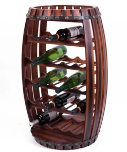 Vintiquewise Rustic Barrel Shaped Wooden Wine Rack for 23 Bottles