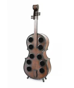 Vintiquewise Decorative 10 Bottle Wooden Cello Shaped Wine Rack 53 Inch Floor Violin