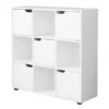 Basicwise 9 Cube Wooden Organizer with 5 Enclosed Doors and 4 Shelves, White