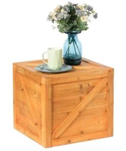 Vintiquewise Square Decorative Wooden Chest Trunk - Large