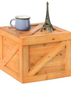 Vintiquewise Square Decorative Wooden Chest Trunk - Small