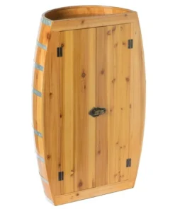 Vintiquewise Half Barrel Cabinet Wine Storage With Lockable Double Doors