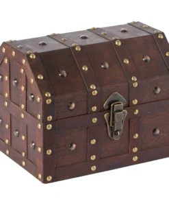 Vintiquewise Black Vintage Caribbean Pirate Chest with Decorative Nailed Design