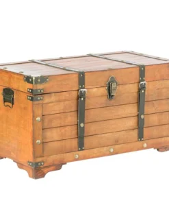 Vintiquewise Rustic Large Wooden Storage Trunk with Lockable Latch