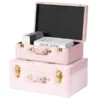 Vintiquewise Decorative Tufted Velvet Suitcase Treasure Chest, Pink, PK 2