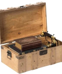 Vintiquewise Natural Wooden Style Trunk with Handles, Large