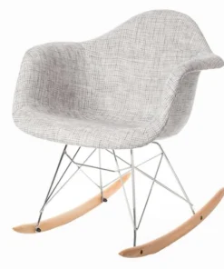 Fabulaxe Mid-Century Modern Style Fabric Rocking Chair RAR Shell Dining Arm Chair, Light Gray