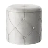 Fabulaxe Round Wooden Velvet Ottoman Stool with Lid, Gray