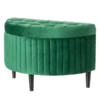 Fabulaxe Half Moon Modern Velvet Tufted Storage Ottoman Bench, Green Product Name