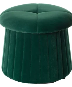 Fabulaxe Modern Tufted Velvet Mushroom Shape Storage Ottoman Storage Stool Trunk, Green