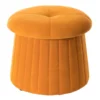 Fabulaxe Modern Tufted Velvet Mushroom Shape Storage Ottoman Storage Stool Trunk, Mustard Yellow