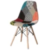 Fabulaxe Modern Fabric Patchwork Chair w/Wooden Legs for Kitchen, Dining Room, Entryway, Living Room, Single