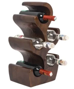 Vintiquewise Monkey Pod Tree Shaped Five Wine Bottle Holder for Entryway, Dining, and Living Room