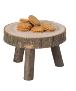 Vintiquewise Decorative Antique Round Natural Wooden Accent Stool for Indoor and Outdoor