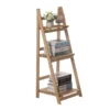Vintiquewise Natural Wooden Rustic Three Tier Three Size Shelves Display for Entryway, Kitchen, and Outdoor