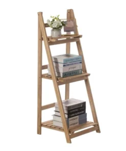 Vintiquewise Natural Wooden Rustic Three Tier Three Size Shelves Display for Entryway, Kitchen, and Outdoor