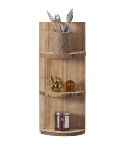 Vintiquewise Natural Wooden Three Sliced Log Wood Shelf Display for Entryway, Kitchen, and Outdoor