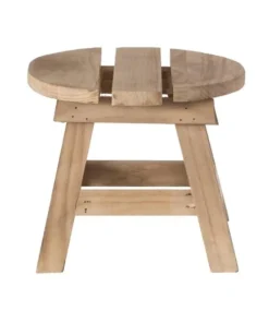 Vintiquewise Decorative Antique Wood Style Natural Wooden Accent Stool for Indoor and Outdoor