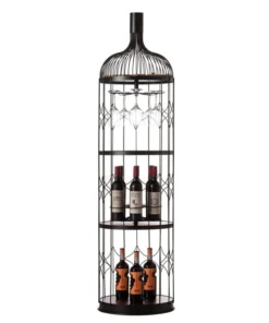 Vintiquewise Creative Bottle Shaped Black Wine Holder Rack Holder for Dining Room, Office, and Entryway