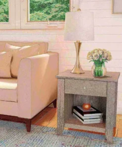 Hastings Home 1-Drawer End Table, Gray