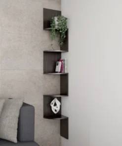 Hastings Home 5-tier Floating Corner Wall Shelf with Hidden Brackets for Decor, Books, Photos, Hardware Included