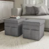 Hastings Home Foldable Storage Cube Ottoman with Pockets, Footrest Organizer for Bedroom, Dorm, (Pair, Charcoal Gray