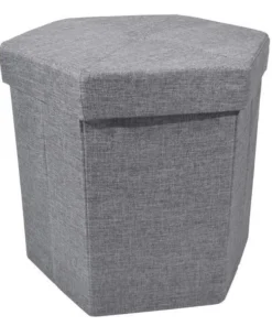 Achim Importing Achim OTHLN15GY4 15 x 15 x 15 in. Collapsible Hexagon Storage Ottoman; Grey
