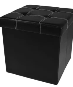 Achim Importing Achim OTTFL15BK4 15 x 15 x 15 in. Collapsible Tufted Storage Ottoman; Black