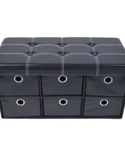 Achim Importing Achim OTDFL30BK2 30 x 15 x 15 in. Collapsible 6 Drawer Storage Ottoman; Black