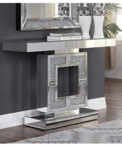 ACME 90450 2 Piece Noralie Console Table; Mirrored & Faux Diamonds - 31 x 47 x 14 in.