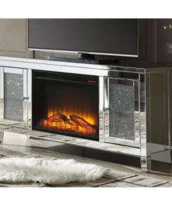 Acme Furniture Industry Inc ACME Furniture 91770 Noralie Mirrored TV Stand with LED Fireplace