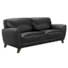 Armen Living LCJD3BL 31.5 x 65 x 35 in. Jedd Contemporary Sofa; Genuine Black Leather with Brown Wood Legs